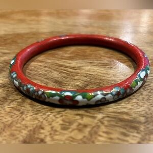 Red Cloisonné Bangle Bracelet